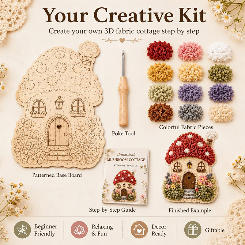 3D Mushroom House Poke Art DIY - огляд і ціна Sewing House