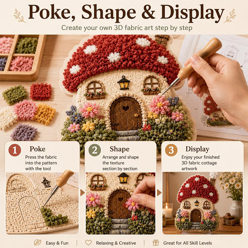 3D Mushroom House Poke Art DIY - огляд і ціна Sewing House